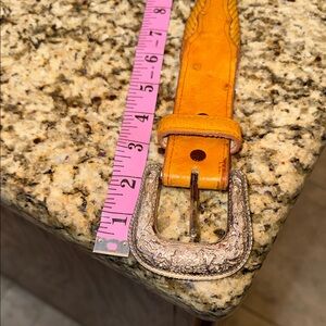 Yellow Leather Belt with Silver Buckle